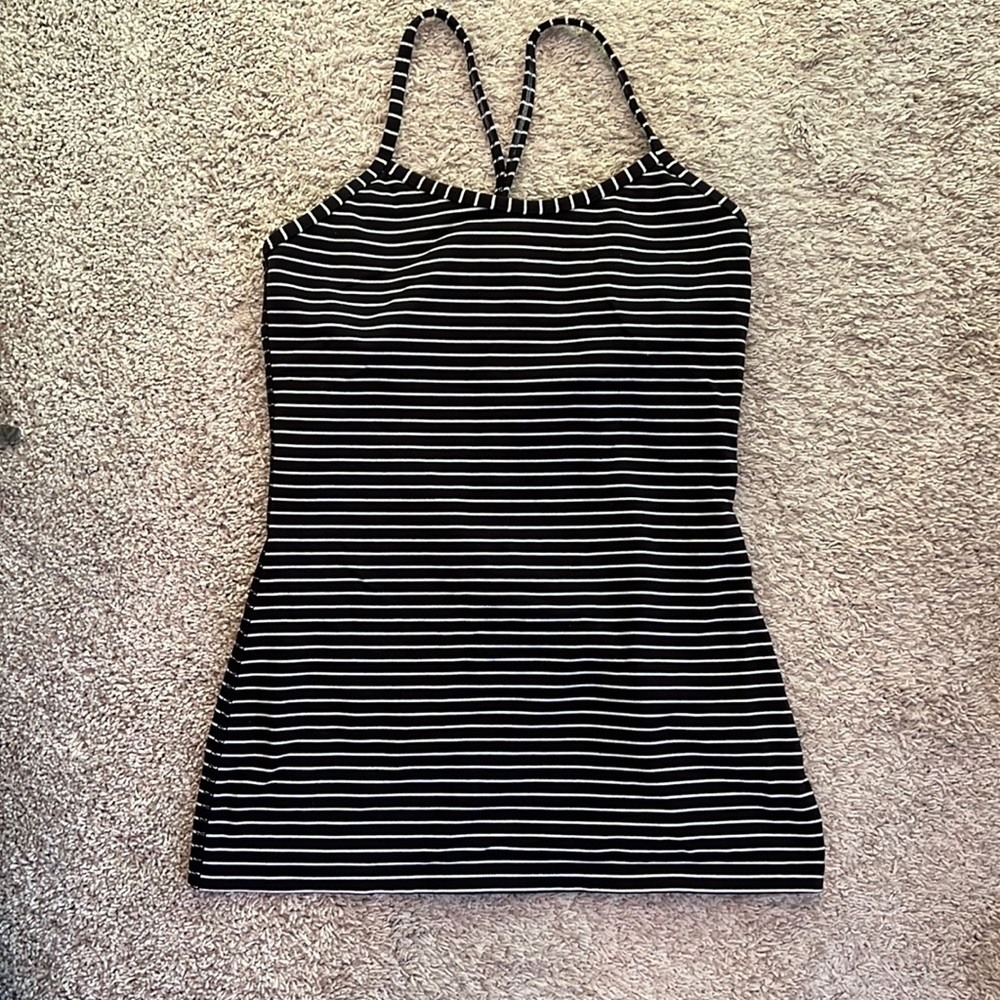 Lululemon Power Y Tank black white stripe. size 6